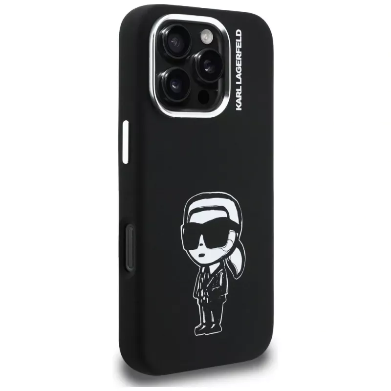 KARL LAGERFELD Silicone Karl Sketch Custodia MagSafe per Apple iPhone 16 Pro Max, nero