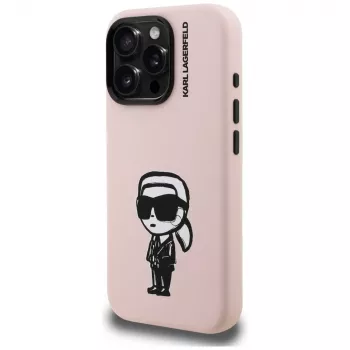 KARL LAGERFELD Silicone Karl Sketch Custodia MagSafe per iPhone 16 Pro rosa