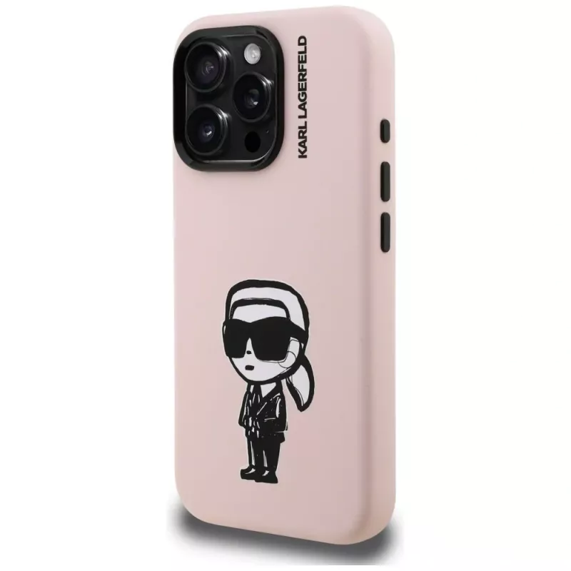 KARL LAGERFELD Silicone Karl Sketch Custodia MagSafe per iPhone 16 Pro rosa