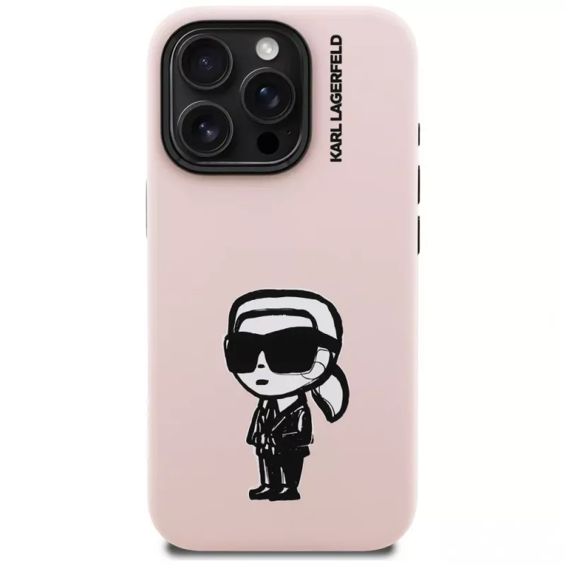 KARL LAGERFELD Silicone Karl Sketch Custodia MagSafe per iPhone 16 Pro rosa