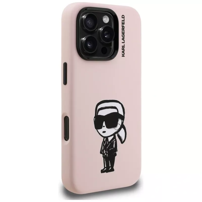 KARL LAGERFELD Silicone Karl Sketch Custodia MagSafe per iPhone 16 Pro Max rosa