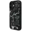 KARL LAGERFELD Grained Pattern & Logo Custodia MagSafe per iPhone 16, nero