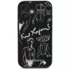 KARL LAGERFELD Grained Pattern & Logo Custodia MagSafe per iPhone 16, nero