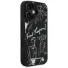 KARL LAGERFELD Grained Pattern & Logo Custodia MagSafe per iPhone 16, nero