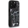 KARL LAGERFELD Grained Pattern & Logo Custodia MagSafe per iPhone 16 Pro, nero