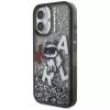 KARL LAGERFELD Liquid Glitter Choupette Logo Custodia per iPhone 16, nero