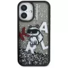 KARL LAGERFELD Liquid Glitter Choupette Logo Custodia per iPhone 16, nero