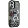 KARL LAGERFELD Liquid Glitter Choupette Logo Custodia per iPhone 16, nero