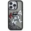 KARL LAGERFELD Liquid Glitter Choupette Logo Custodia per iPhone 16 Pro, nero