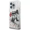 KARL LAGERFELD Liquid Glitter Choupette Logo Custodia per iPhone 16 Pro, trasparente
