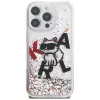 KARL LAGERFELD Liquid Glitter Choupette Logo Custodia per iPhone 16 Pro, trasparente