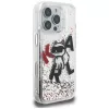 KARL LAGERFELD Liquid Glitter Choupette Logo Custodia per iPhone 16 Pro, trasparente