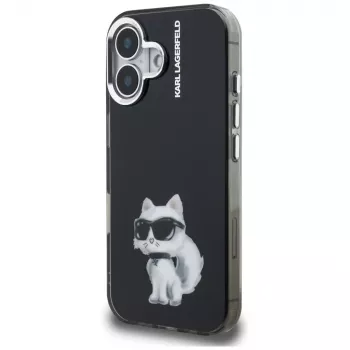 Karl Lagerfeld IML Aquarelle Choupette & Logo Custodia per iPhone 16, nero