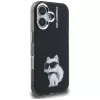 Karl Lagerfeld IML Aquarelle Choupette & Logo Custodia per iPhone 16, nero
