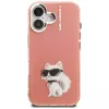 Karl Lagerfeld IML Aquarelle Choupette & Logo Custodia per iPhone 16, rosa