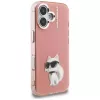 Karl Lagerfeld IML Aquarelle Choupette & Logo Custodia per iPhone 16, rosa