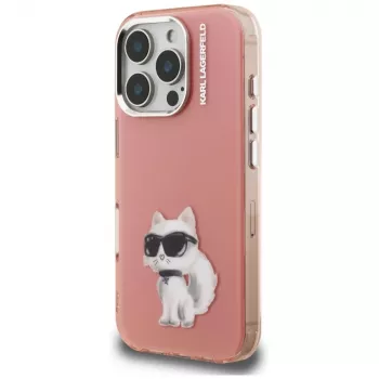 Karl Lagerfeld IML Aquarelle Choupette & Logo Custodia per Apple iPhone 16 Pro, rosa