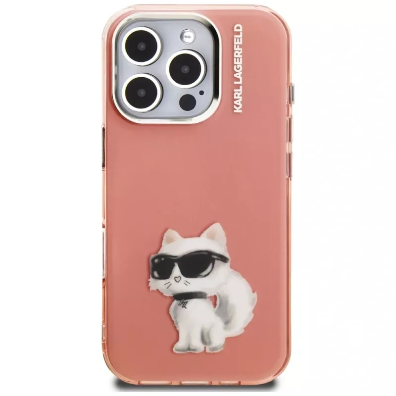 Karl Lagerfeld IML Aquarelle Choupette & Logo Custodia per Apple iPhone 16 Pro, rosa