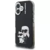 KARL LAGERFELD IML Aquarelle Karl & Choupette & Logo Back Cover per Apple iPhone 16, nero