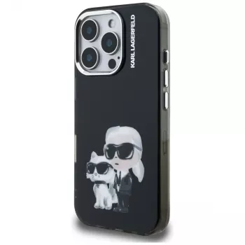 Karl Lagerfeld IML Aquarelle Karl & Choupette & Logo Custodia per Apple iPhone 16 Pro Max, nero