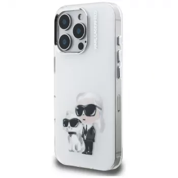 Karl Lagerfeld IML Aquarelle Karl & Choupette & Logo Back Cover per Apple iPhone 16 Pro, bianco