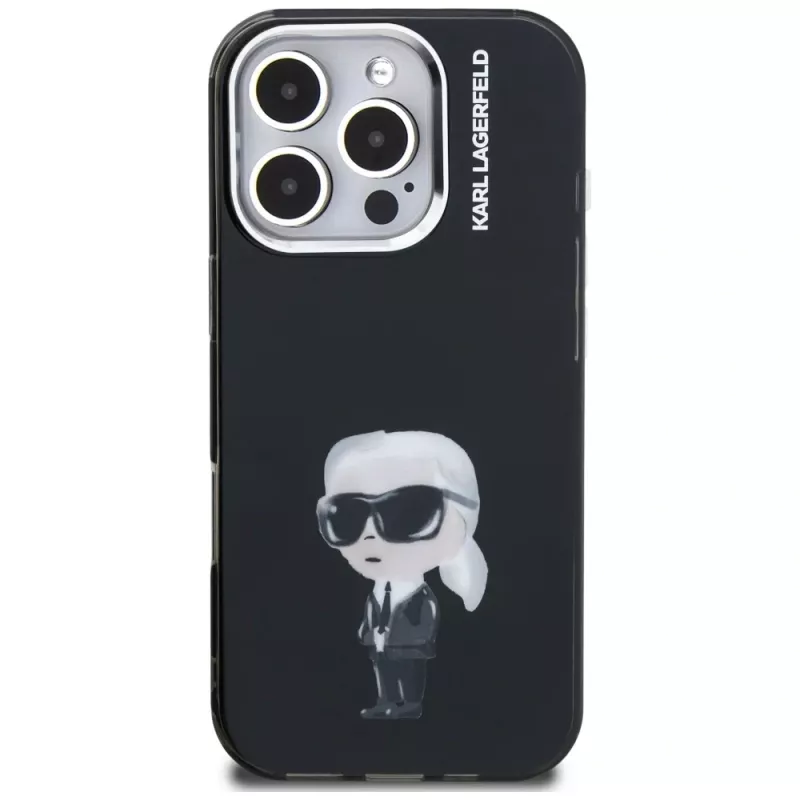Karl Lagerfeld IML Aquarelle Karl & Logo Custodia per Apple iPhone 16 Pro, nero