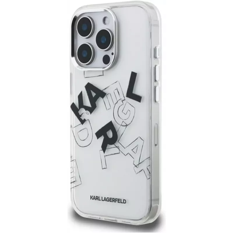 Karl Lagerfeld IML Sketched Graphic Case per iPhone 16 Pro trasparente