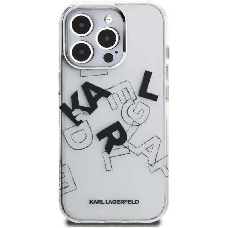 Karl Lagerfeld IML Sketched Graphic Case per iPhone 16 Pro trasparente