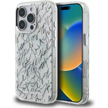 Karl Lagerfeld IML Karl ScriptPattern Case MagSafe per Apple iPhone 16 Pro, bianco