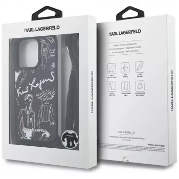 Karl Lagerfeld Crossbody GrainedPattern & Logo Phone Case per Apple iPhone 16 Pro Max, nero