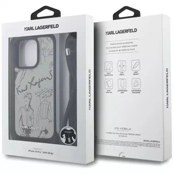 Karl Lagerfeld Crossbody GrainedPattern & Logo Case per iPhone 16 Pro, grigio
