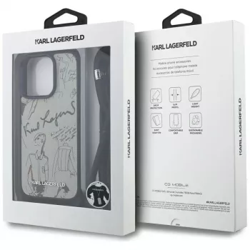 Karl Lagerfeld Crossbody Case con motivo granulato & logo per iPhone 16 Pro Max, grigio