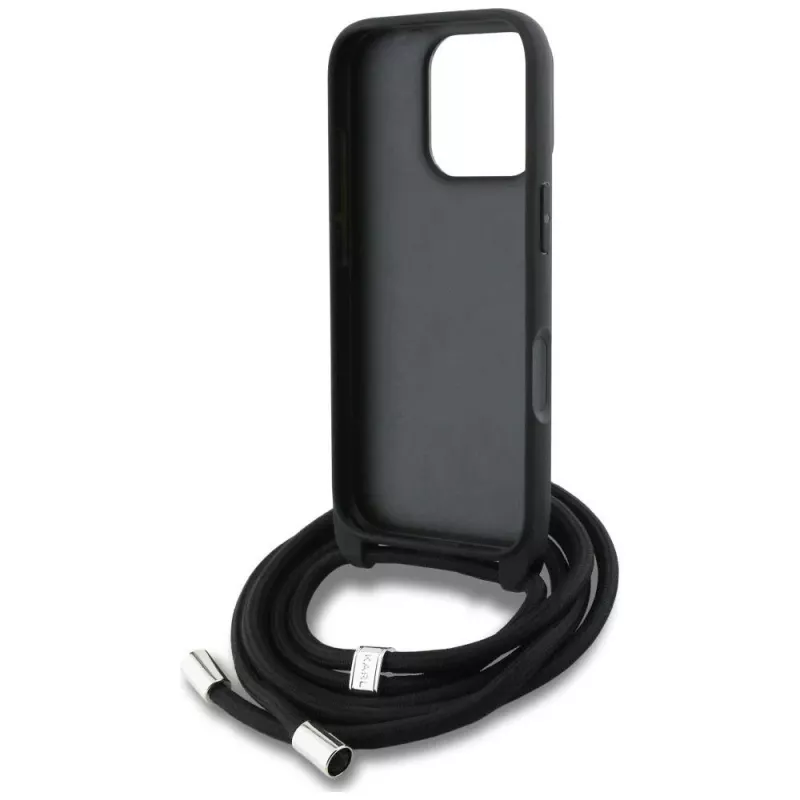 Karl Lagerfeld Crossbody Case con motivo granulato & logo per iPhone 16 Pro Max, grigio