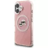 KARL LAGERFELD IML Glitter Karl & Choupette Heads Logo Case MagSafe per Apple iPhone 16 - rosa