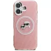 KARL LAGERFELD IML Glitter Karl & Choupette Heads Logo Case MagSafe per Apple iPhone 16 - rosa
