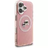 KARL LAGERFELD IML Glitter Karl & Choupette Heads Logo Case MagSafe per Apple iPhone 16 - rosa