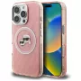 Karl Lagerfeld IML Glitter Karl & Choupette Heads Logo Case MagSafe per iPhone 16 Pro rosa