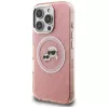 Karl Lagerfeld IML Glitter Karl & Choupette Heads Logo Case MagSafe per iPhone 16 Pro rosa