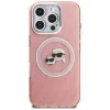 Karl Lagerfeld IML Glitter Karl & Choupette Heads Logo Case MagSafe per iPhone 16 Pro rosa