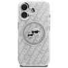 KARL LAGERFELD IML Glitter Karl & Choupette Heads Logo Case MagSafe per iPhone 16, grigio