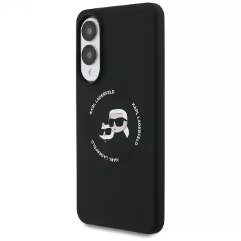 KARL LAGERFELD Silicone Double Heads and Circle MagSafe Case per Samsung Galaxy S25 Edge, nero