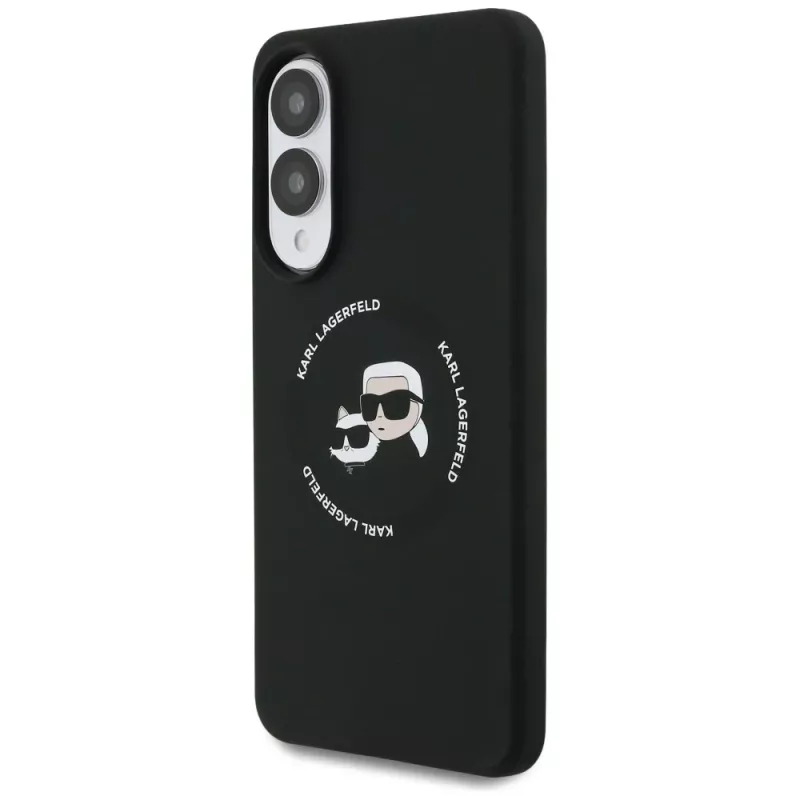 KARL LAGERFELD Silicone Double Heads and Circle MagSafe Case per Samsung Galaxy S25 Edge, nero