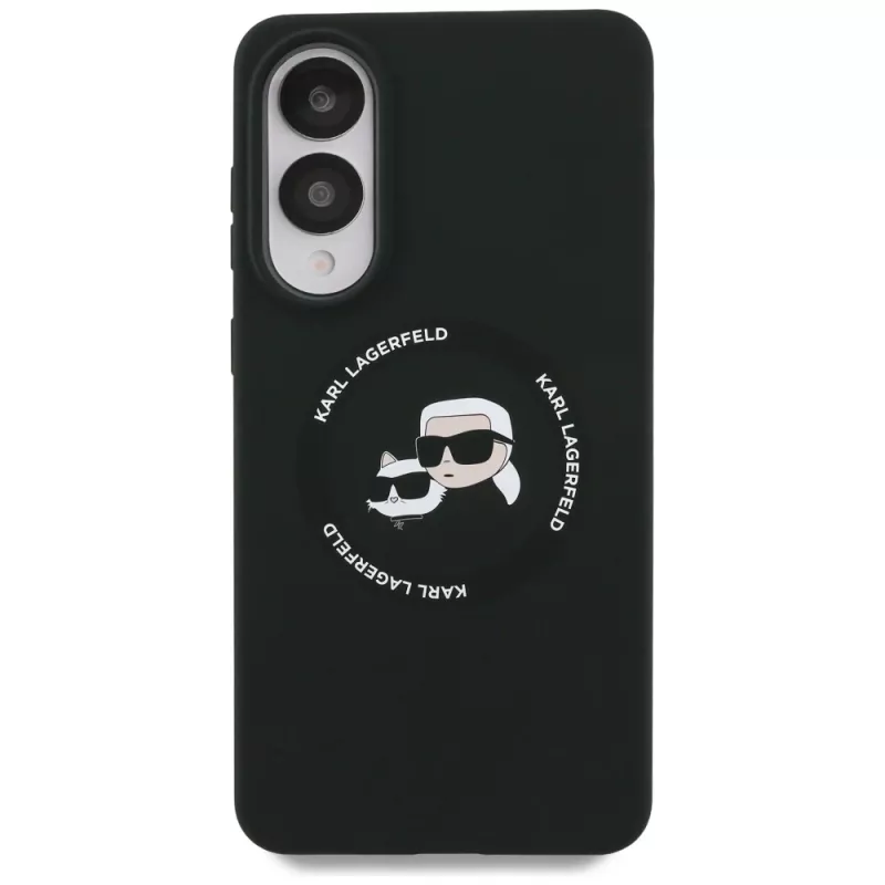 KARL LAGERFELD Silicone Double Heads and Circle MagSafe Case per Samsung Galaxy S25 Edge, nero