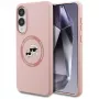 Karl Lagerfeld Silicone DoubleHeads And Circle Case MagSafe per Samsung Galaxy S25 Edge rosa