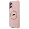 Karl Lagerfeld Silicone DoubleHeads And Circle Case MagSafe per Samsung Galaxy S25 Edge rosa