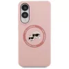Karl Lagerfeld Silicone DoubleHeads And Circle Case MagSafe per Samsung Galaxy S25 Edge rosa
