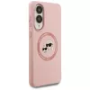 Karl Lagerfeld Silicone DoubleHeads And Circle Case MagSafe per Samsung Galaxy S25 Edge rosa
