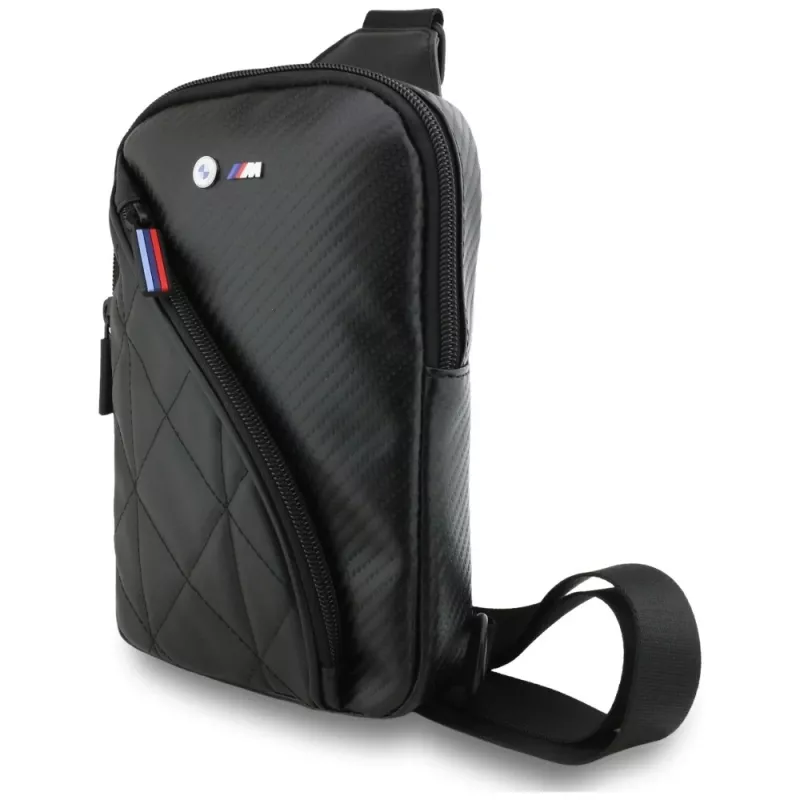 BMW CarbonPocket & Metal Logo borsa crossbody per telefono nero