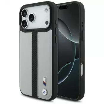 BMW M Perforated Stripe Logo Case MagSafe per iPhone 17 Pro Max grigio
