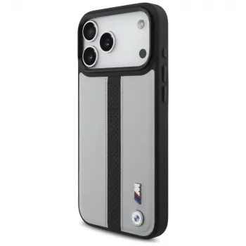 BMW M Perforated Stripe Logo Case MagSafe per iPhone 17 Pro Max grigio